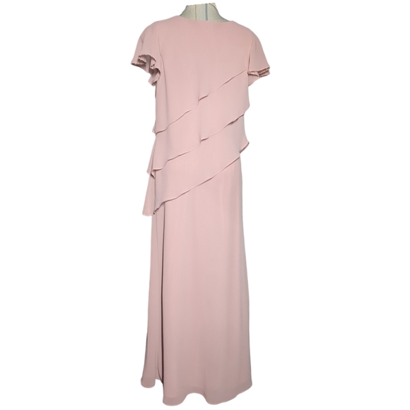 TRADITION  Pink Embellished Trimmed Ruffles  Formal Maxi Dress Size 12 - Picture 10 of 15